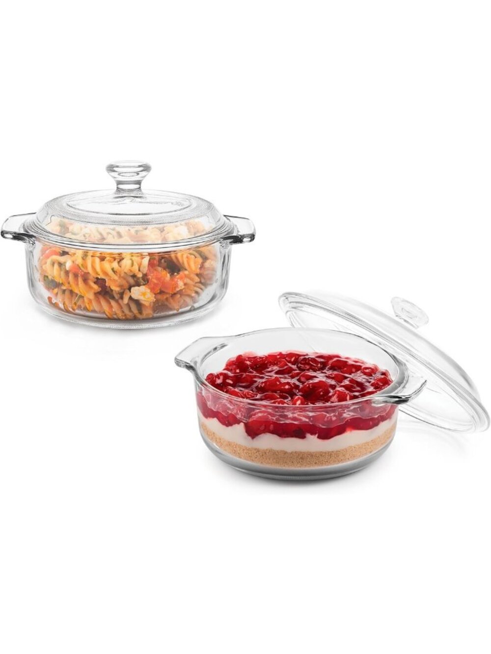 Elegant Glass Casserole Dishes with Lids - 2-Piece Baking Set for Oven